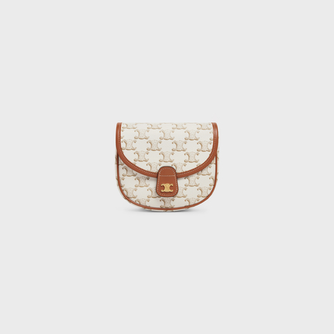 MINI BESACE IN TRIOMPHE CANVAS AND CALFSKIN WHITE - Image 1